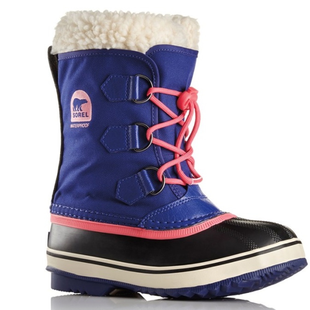 Sorel Kids Blue and Black Snow Boots with Red Accents